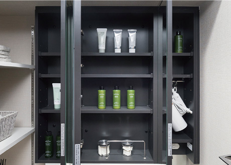 裏面収納付三面鏡