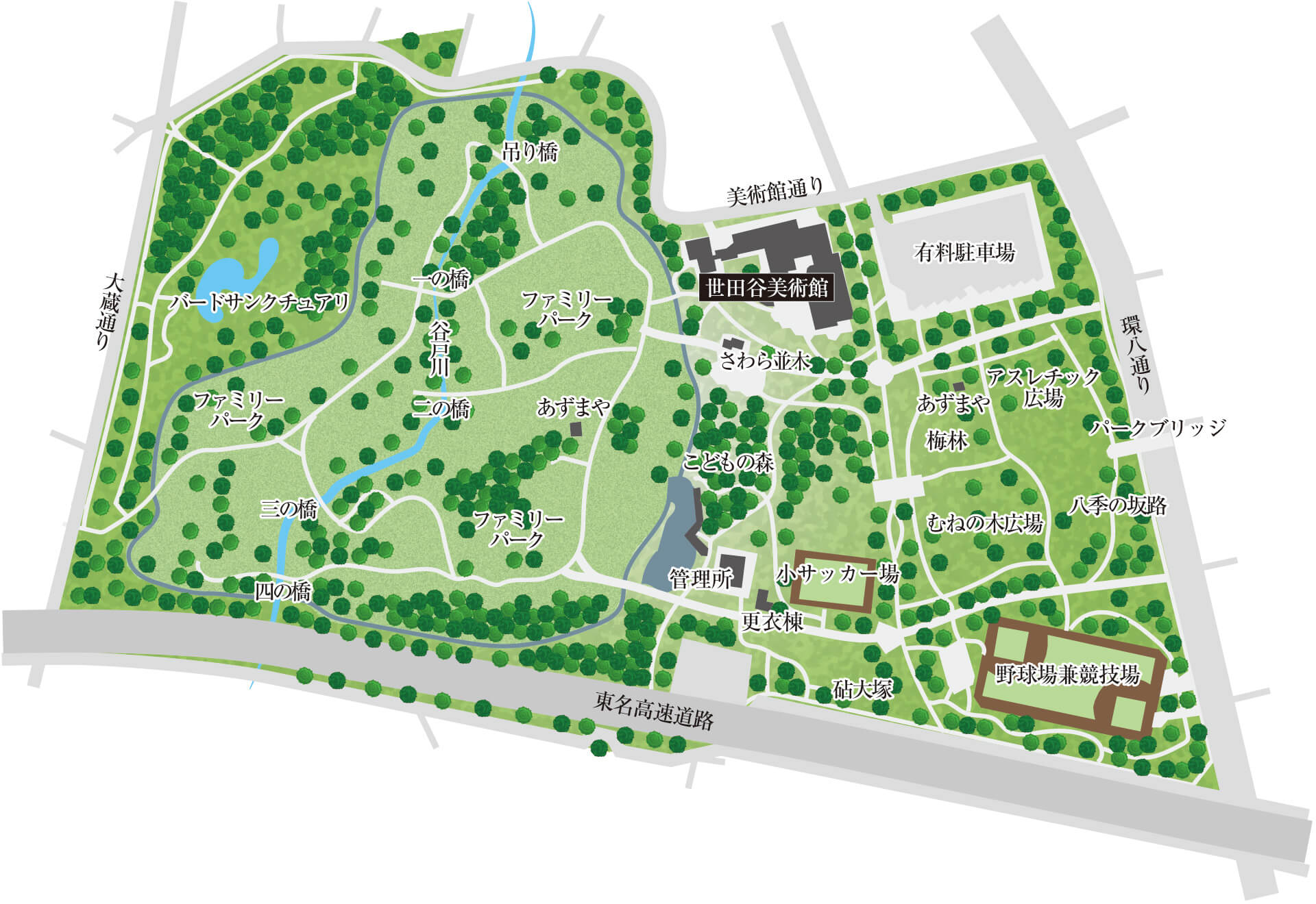 砧公園案内図